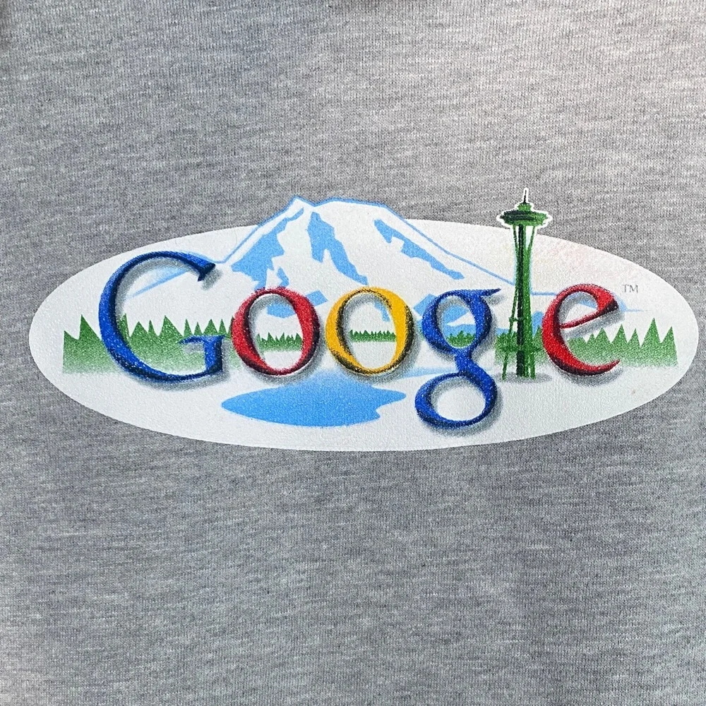 Google Logo Hoodie Men’s Large Gray Pullover Fleece Tech Company Sweatshirt - Picture 4 of 10